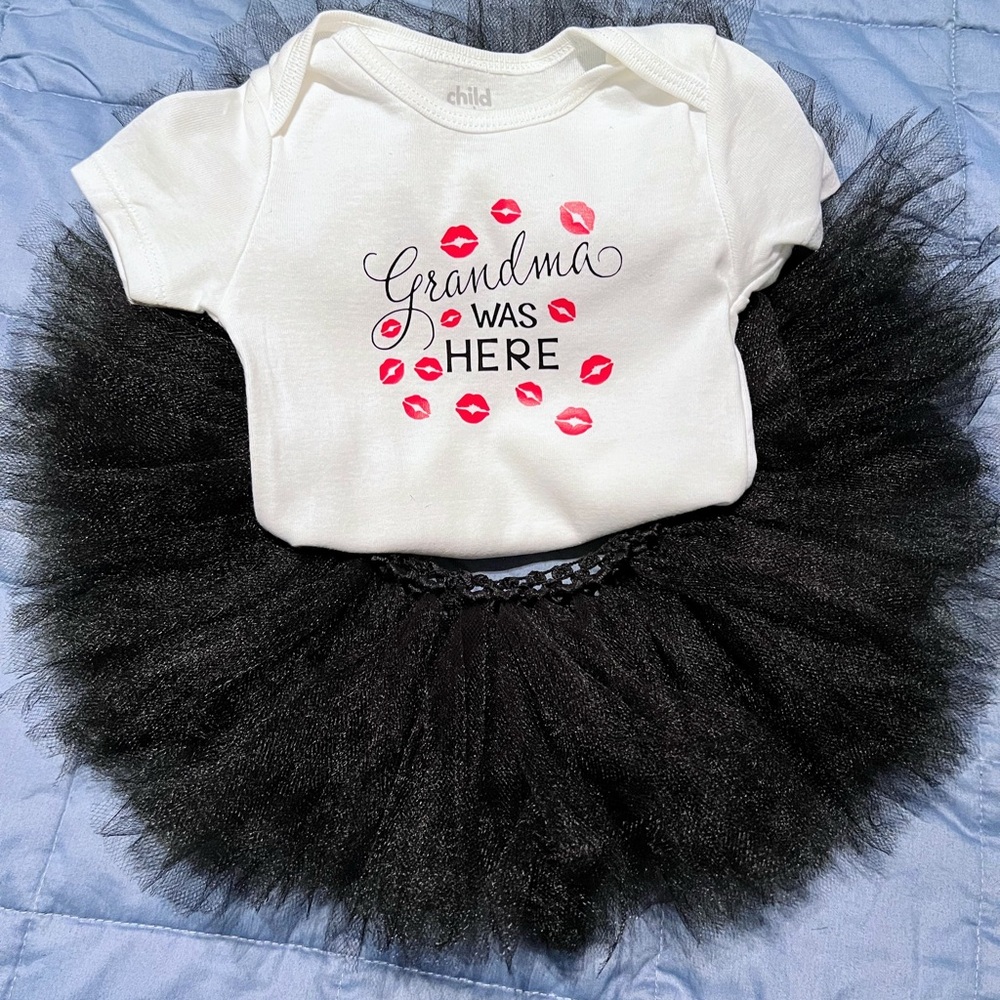 White Baby Onesie with Black Tutu